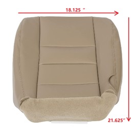 HECASA LH Driver Bottom Seat Cover Compatible with 2002-2007 Ford F250 F350 Super Duty Lariat XLT Synthetic Left Side Leather (Medium Parchment Tan)