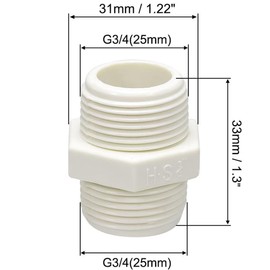 TOP-VIGOR 5Pcs PVC Pipe Fitting Hex Nipple, G3/4 x G3/4 Male Thread Adapter Connector for Plumbing Connection
