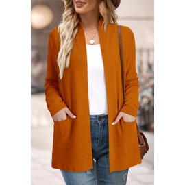 ULTRANICE Cardigan Sweaters Womens Fashion 2024 Trendy Lightweight Long Sleeve Casual Business Knit Clothing Summer Tops Clothes Outfits Pockets Fall Dressy Work Teacher Winter Cover Up Brown