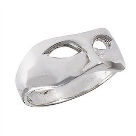 Opera Mask Bandit Phantom Eye Cutout Ring .925 Sterling Silver Band Size 7