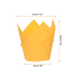 sourcing map 50Pcs Tulip Cupcake Liners Standard Paper Baking Cups Greaseproof Wrappers Disposable for Birthday Banquets Party, Yellow
