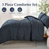Navy Plaid Comforter Set Queen Size, 3 Pieces Blue Grid