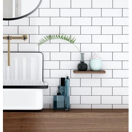 ReWallpaper Kitchen Wallpaper Peel and Stick Backsplash Wallpaper for Kitchen Wall Bathroom Waterproof Subway Tile Contact Paper Back Splash Tiles Peel and Stick White Tile Wall Paper Roll 17.7X79
