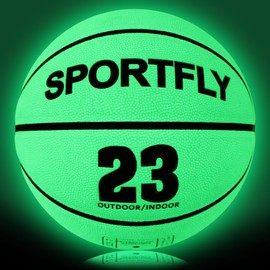 Sportfly Glow in The Dark Basketball, Glowing PU Leather Basketball, Luminous Training Basketball Size 7 Gift for Men, Women IndoorOutdoor Night Basketball Game