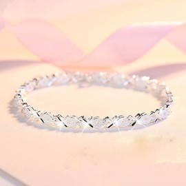 Bracelet 925 Sterling Silver X Bracelets Zircon Cross Charm Bracelets Women Couple Bracelets Accessories Silver 925 Jewellery Bangles