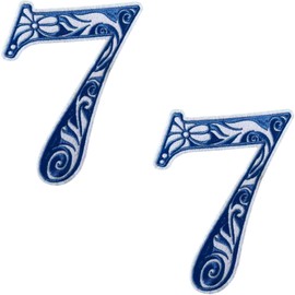 2 PES of 7" Figure 6.3in*5.5in Large Size Embroidery Patch, Number 7 Blue Pattern, Basketball, Football, Football, Football, Volleyball Jersey, Sewing Embroidery appliqué, DIY Sewing Clothes, Jeans