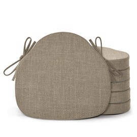 Shinnwa Kitchen Chair Cushions Set of 6, High-Resilience Foam Windsor Seat Pads, Dining Chair Cushions with Ties & Textured Cover, 6 Pack, 16.5 x 15.5 x 2, Light Brown