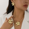 Gold Flower Jewelry Set for Women Dainty Chunky Big Flowers