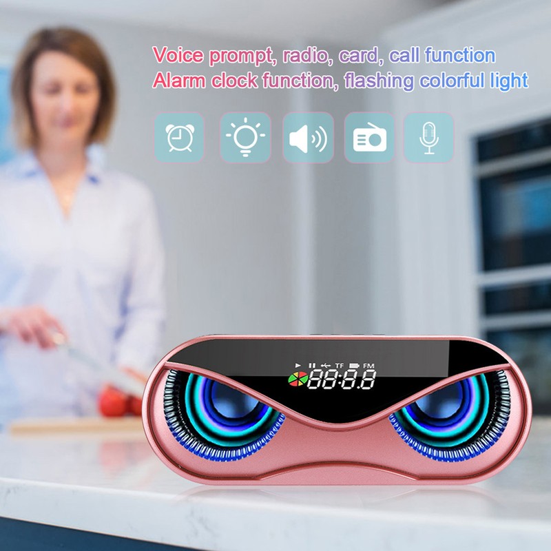 ABS Multifunction Alarm Clock Bluetooth Speaker Voice Prompt Call Function