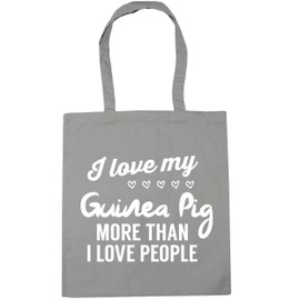 Hippowarehouse I love my guinea pig more than I love people Tote Shopping Gym Beach Bag 42cm x38cm, 10 litres