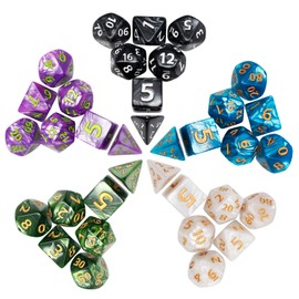 25mm DND Dice Sets,5 x 7-Die Giant Titan Polyhedral Dice Sets for D&D Dungeons and Dragons DND RPG MTG Table Games