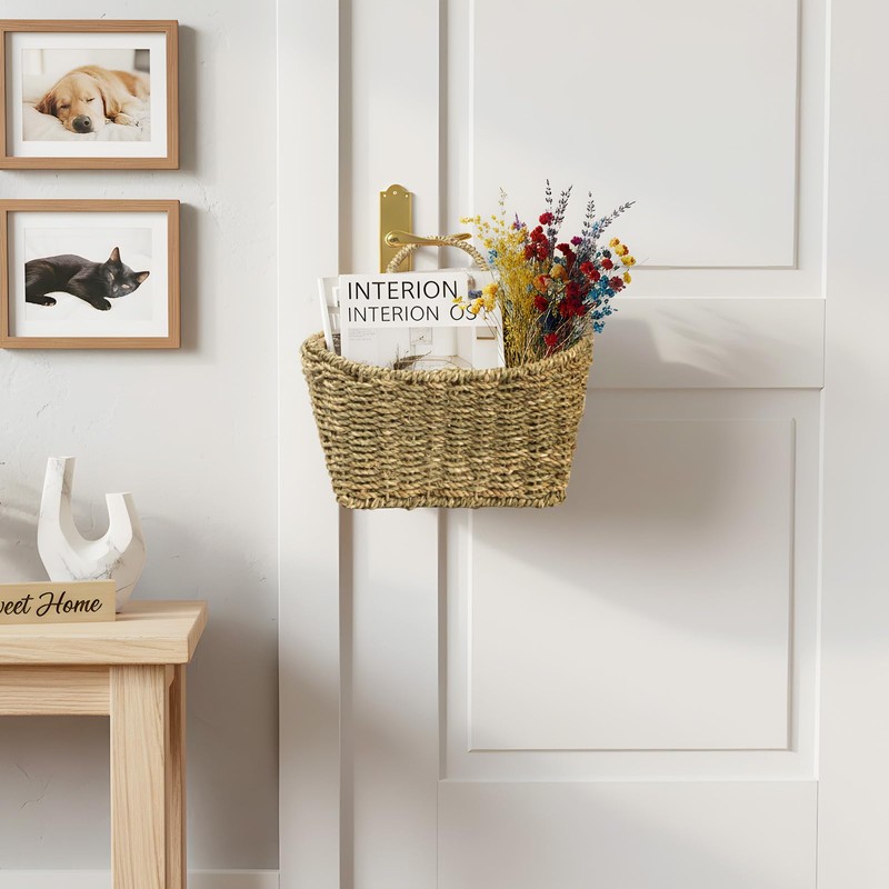 Kultilanda Hanging Wall Basket Handwoven Wicker Basket for Plants, Flowers
