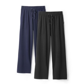 DAVID ARCHY Men's Pajama Pants Cotton Comfy Lounge Pants, Lightweight Pajama Bottoms with Pockets Sleepwear PJ Pants, 2 Pack