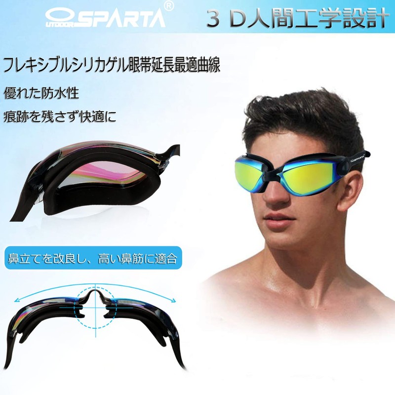 Swimming Goggle (1. Black Frame, Gold Lens)