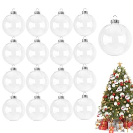 Transparent Christmas Tree Baubles, Clear Christmas Baubles, Fillable Christmas Baubles, for Filling and Decorating, Christmas Tree Decorations, Pack of 16
