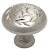 Cosmas 464SN Satin Nickel Leaf Cabinet Hardware Round Knob - 1-1/4" Inch Diameter
