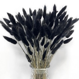 Songjum 120 PCS Dried Bunny Tails Flowers Lagurus Bunny Tails Pampas Grass Decor Black Dried Pampas Grass Decor for Flower Arrangements Boho Wedding Bouquets Home Decor Garden Decor