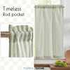 TOPICK Green Striped Small Curtains 24 Inch Drop Linen Kitchen