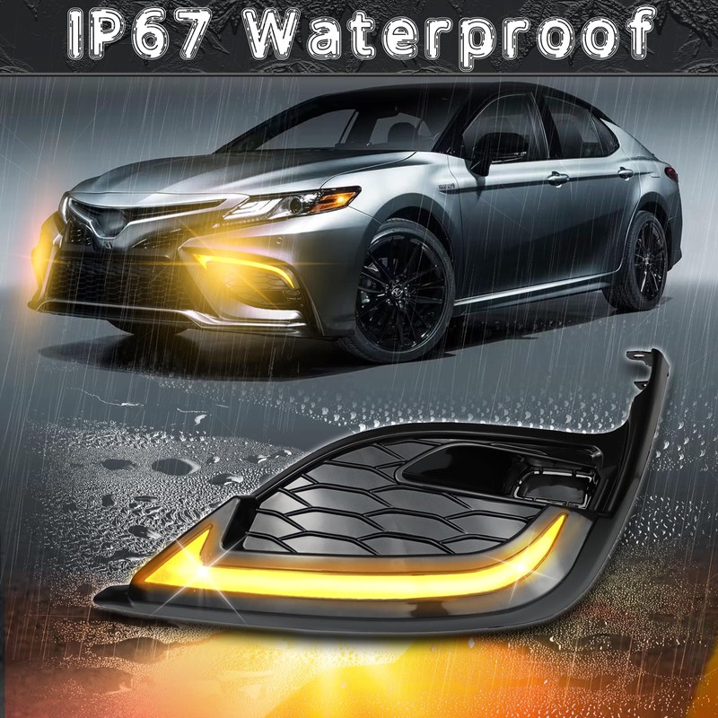 BINQIGOO LED Front Bumper Fog Light Switchback White Daytime Running
