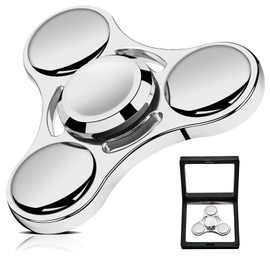 SCIONE Metal Fidget Spinner - High-Speed Hand Spinner for Kids Fidget Toy Adults - Anxiety & Stress Relief Sensory Toy with Removable Bearing Caps - Perfect for Office, Classroom & Party (White)