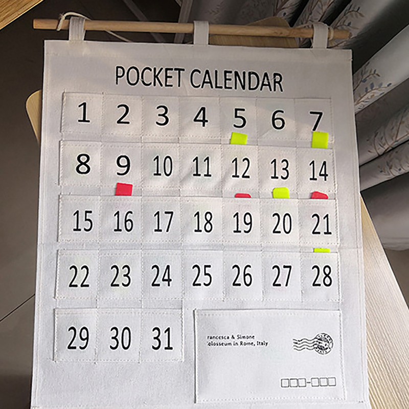 Numbered Calendar Pocket Chart Cotton and Linen Morning Check Classroom