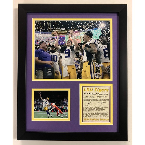 Legends Never Die 2019 LSU Tigers CFP National Champions Undefeated Season - Celebration - Framed 12"x15" Double Matted Photos