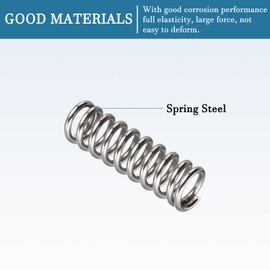 QUARKZMAN Small Compression Spring x 7 Pieces Spring Steel Tension Spring for Household Applications, Silver Tone, 1.2 mm Wire Diameter, 8 mm Outer Diameter, 25 mm Free Length