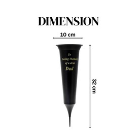 Set of 2 Grave Vases with Spike - Weather‑Resistant Black Memorial Flower Holders for Graveside, Cemetery Vases for Fresh or Artificial Flowers, Durable Plastic with Grid Inserts (Special DAD)