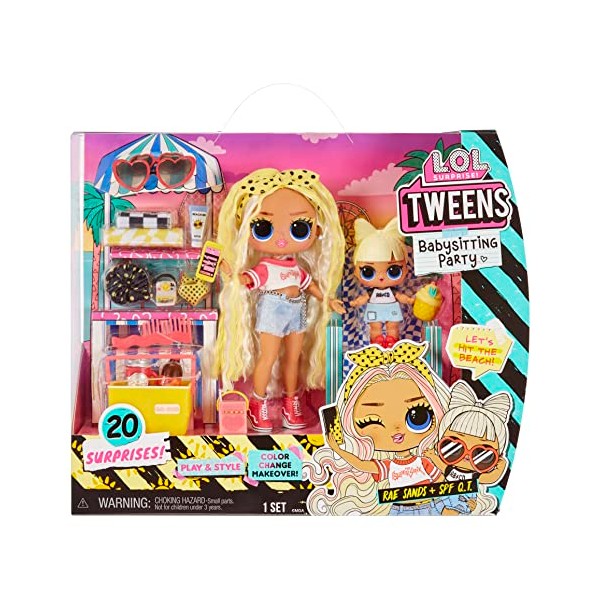 LOL Surprise Tweens Babysitting Beach Party™ with 20 Surprises Including Color Change Features and 2 Dolls – Great Gift for Kids Ages 4+