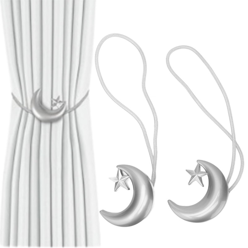 Magnetic Curtain Tiebacks, 2 Pcs Moon Star Shape Curtain Holdbacks
