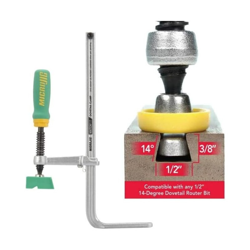 MICROJIG Matchfit DVC-850AP 2-In1, Track And In-Line Dovetail Clamp, 2-Pack,