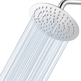 KINLIV 8 Inch Round Rain Shower Head Chrome, All Metal Stainless Steel Rain Shower Heads with 90 Anti-Clog Silicone Nozzles, Wall or Ceiling Mount