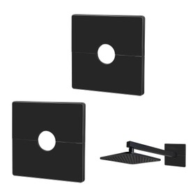 PEOVLVN 2 Pcs Plumbing Cover Plates, Square Shower Arm Flange Escutcheon Plate Wall Split Pipe Flange Cover Plate for Fixed Shower Head Faucet Standard 1/2 Inch Pipes (Black)