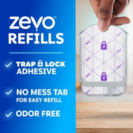 Zevo Flying Insect Trap Official Refill Cartridges - Fits Both Zevo Trap & MAX Indoor Fly Trap - Authentic Trap+Lock Technology to Catch Gnats, House & Fruit Flys (4 Official Refill Cartridges)
