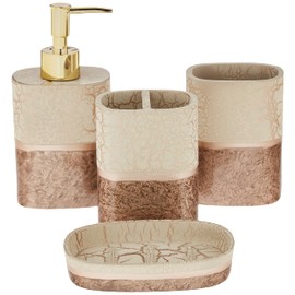 Sweet Home Collection Bathroom Accessories Unique Collections Modern Classic Contemporary Decorative Beautiful Designs Bath Shower Tub Décor, 4 Piece Set, Parker(Pack of 1)