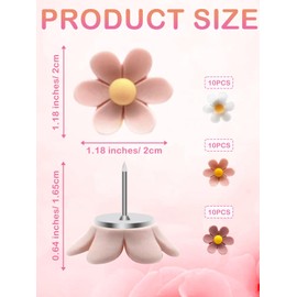 Pink Flower Push Pins，30 Pcs