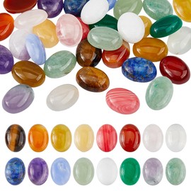 SUPERFINDINGS 32 Pieces 16 Styles 16 x 12 mm Gemstone Cabochons Oval Flat Back Natural Cabochon Natural Synthetic Stone Gemstones Quartz Chakra Crystal Stone Pieces for Earrings