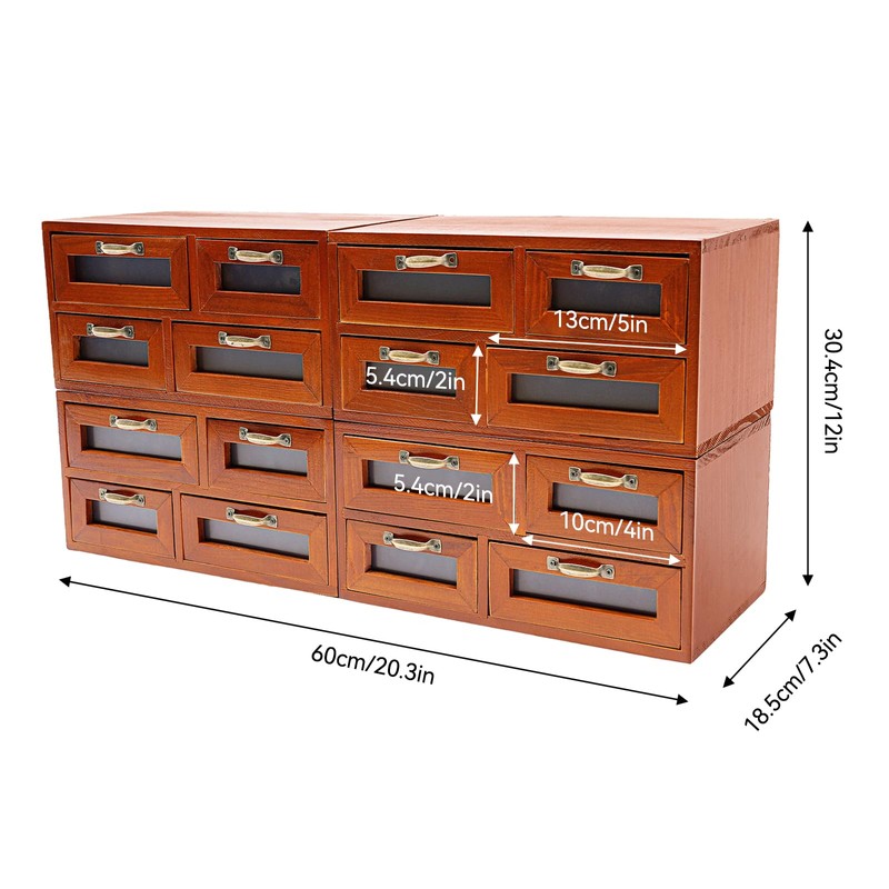ILWorkTLs 16 Drawers Wooden Storage Box,Desktop Storage Cabinet with Handles,Stackable