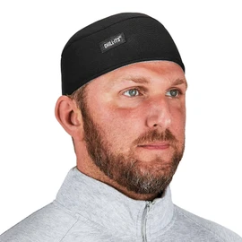 Ergodyne Chill Its 6630 - Gorra de Calavera, Forrada con Banda de Rizo para el Sudor, Absorbe el Sudor, Color Negro