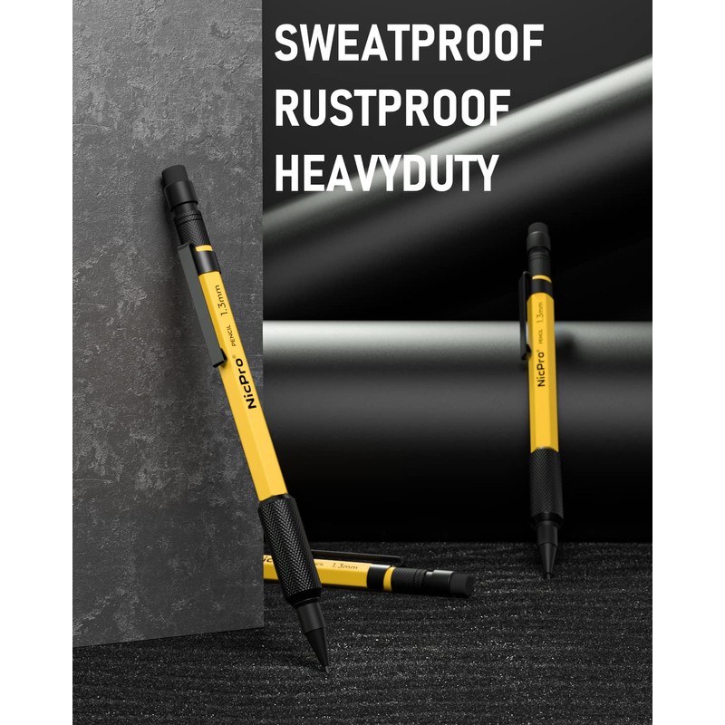 Nicpro 3 PCS 1.3 mm Mechanical Pencil Set with 72