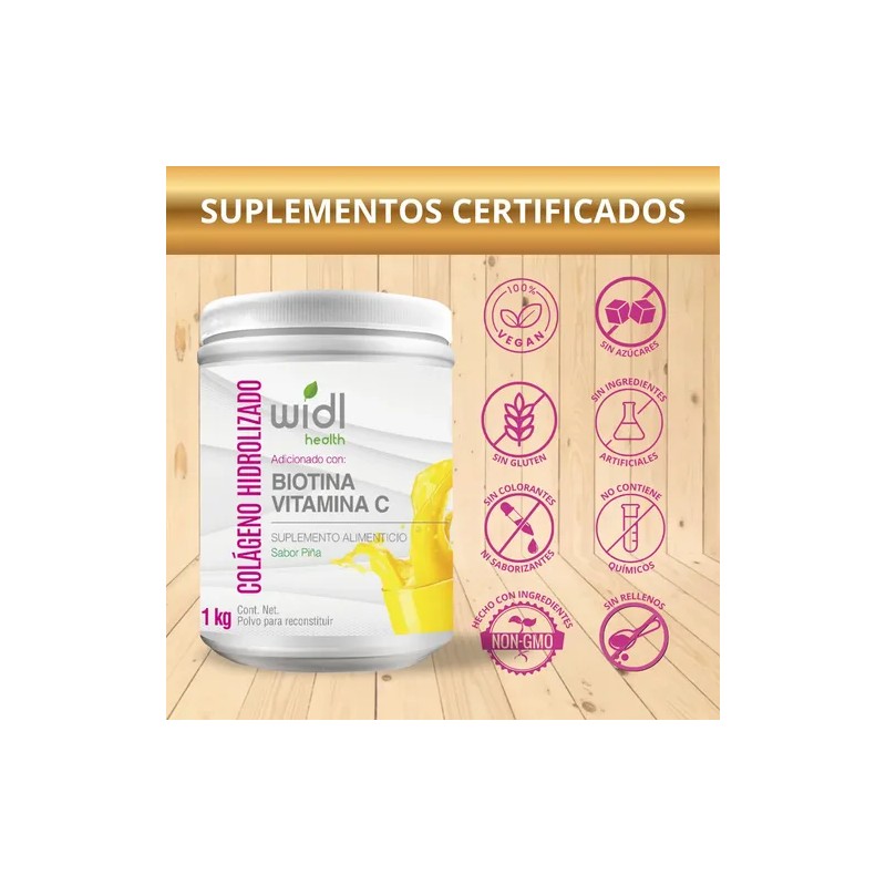 Colágeno Hidrolizado Sabor Piña Biotina Vitamina Widl Health