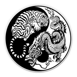 GT Graphics Yin Yang Tiger Dragon - 5" Vinyl Sticker - for Car Laptop I-Pad - Waterproof Decal