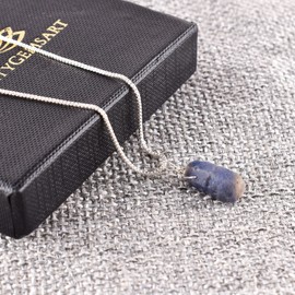 InfinityGemsArt Blue Sapphire Jewelry For Women Natural Raw Stone Rough Gemstone Pendant Necklace, Chakra Healing Crystals, September Birthstone, Silver Plated Chain 18 inch