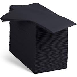 BloominGoods 100 servilletas de papel negro con tacto de lino, suaves y absorbentes para cocina, fiesta, boda, baño o cualquier ocasión. Paquete de 100 unidades