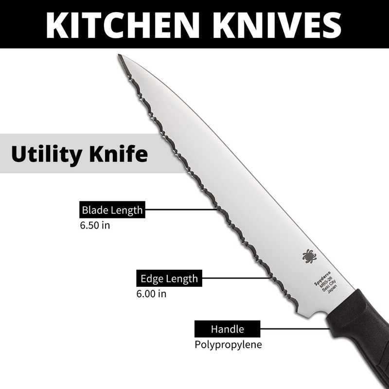 Spyderco Lightweight Kitchen Utility Knife with 6.5" MBS-26 Stainless Steel