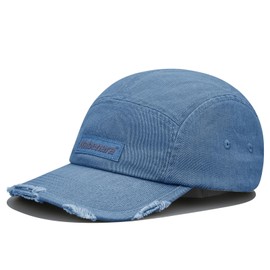 Clakllie Cotton 5 Panel Cap Flat Brim Baseball Cap Adjustable Snapback Hats Outdoor Camper Cap Unisex Distressed Baseball Cap UV Protection Trucker Cap, CDGE-5P11-Blue, Unit size