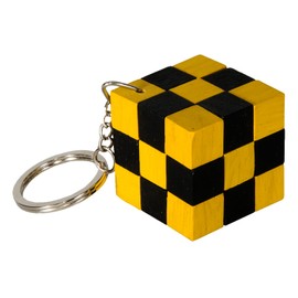 Fridolin 17429 - Schlüsselanhänger Schlangenwürfel, schwarz/gelb