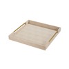 Sagala 20"x20" Extra Large Ottoman Tray with Gold Handles, Ivory