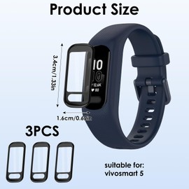 Pack of 3 Screen Protectors for Smartwatch, HD Screen Protector Compatible with Garmin Vivosmart 5, Bubble-Free, Anti-Scratch Protective Films Made of PMMA + PC, HD Screen Protector for Protection