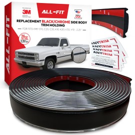 All-Fit Automotive Replacement SB - Square Body Side Molding (2.25") – OEM Grade Black & Chrome Trim fits 1973–1987 Chevy C10 Trucks, GMC Pickup & Suburban – Easy to Install Truck Accessories (26 Ft)